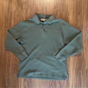 LL Bean Mens Long Sleeve Waffle Polo Small